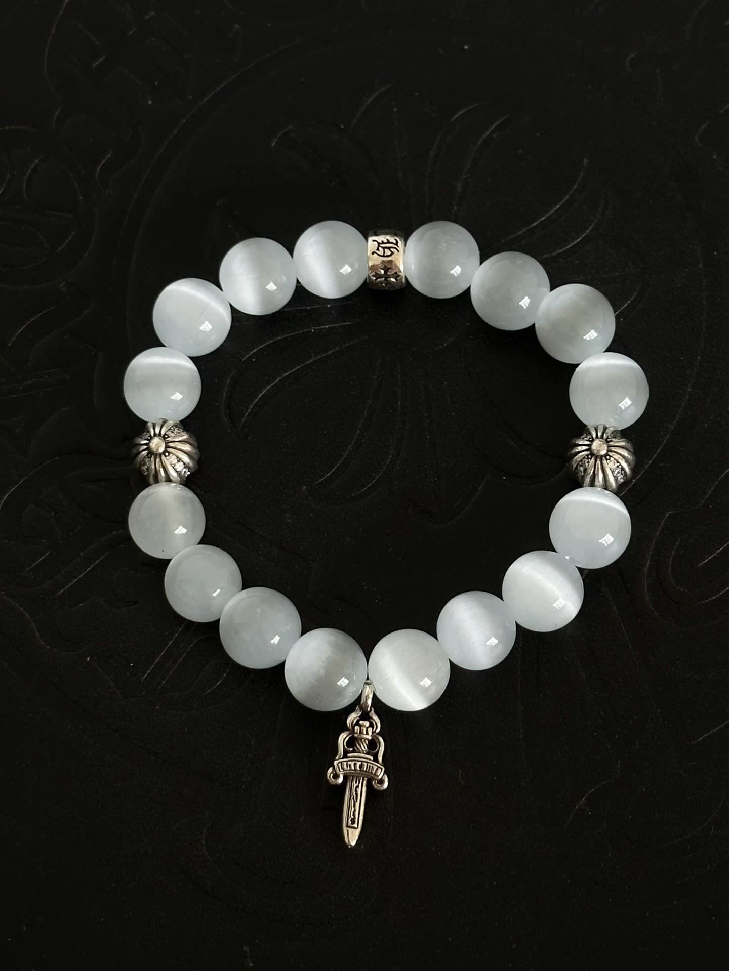Chrome Hearts Beaded Bracelet with Silver Charms